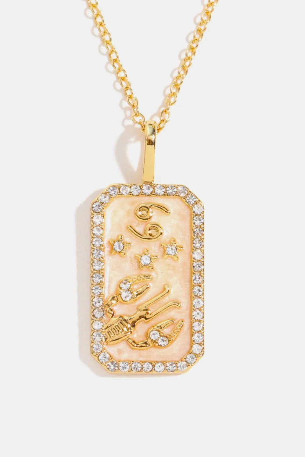 Lovcia Rhinestone Constellation Pendant Copper Necklace-Necklaces-Libra-One Size-Libra
