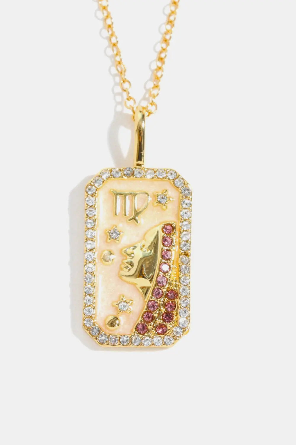 Lovcia Rhinestone Constellation Pendant Copper Necklace-Necklaces-Libra-One Size-Libra