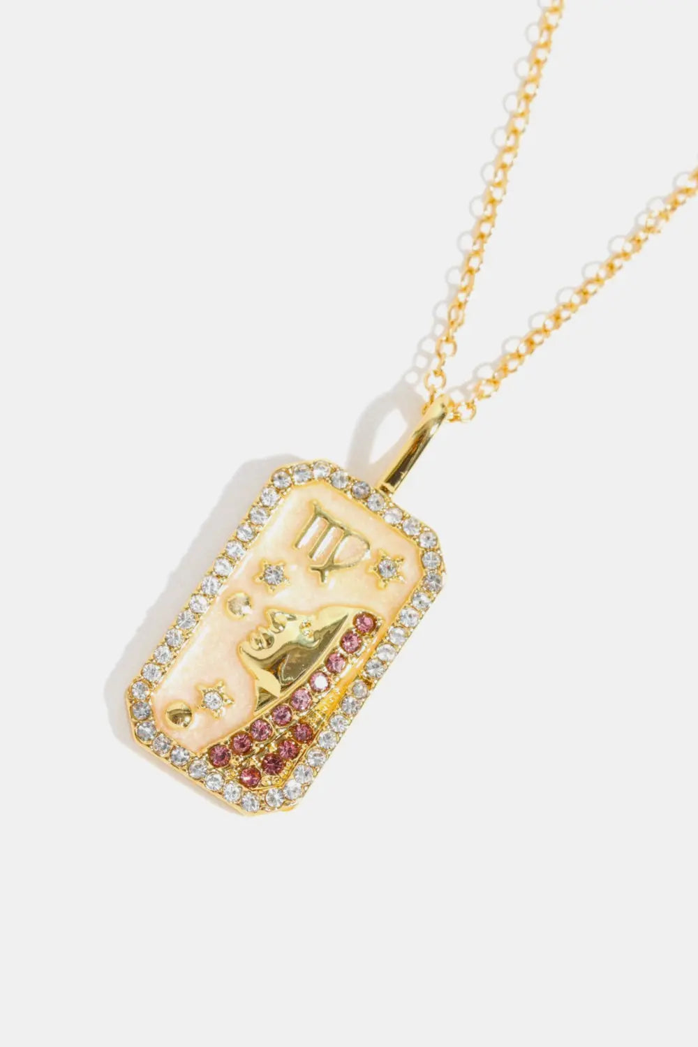 Lovcia Rhinestone Constellation Pendant Copper Necklace-Necklaces-Libra-One Size-Libra