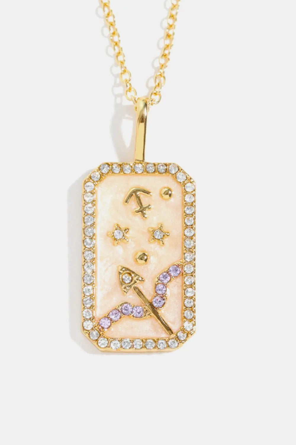Lovcia Rhinestone Constellation Pendant Copper Necklace-Necklaces-Libra-One Size-Libra