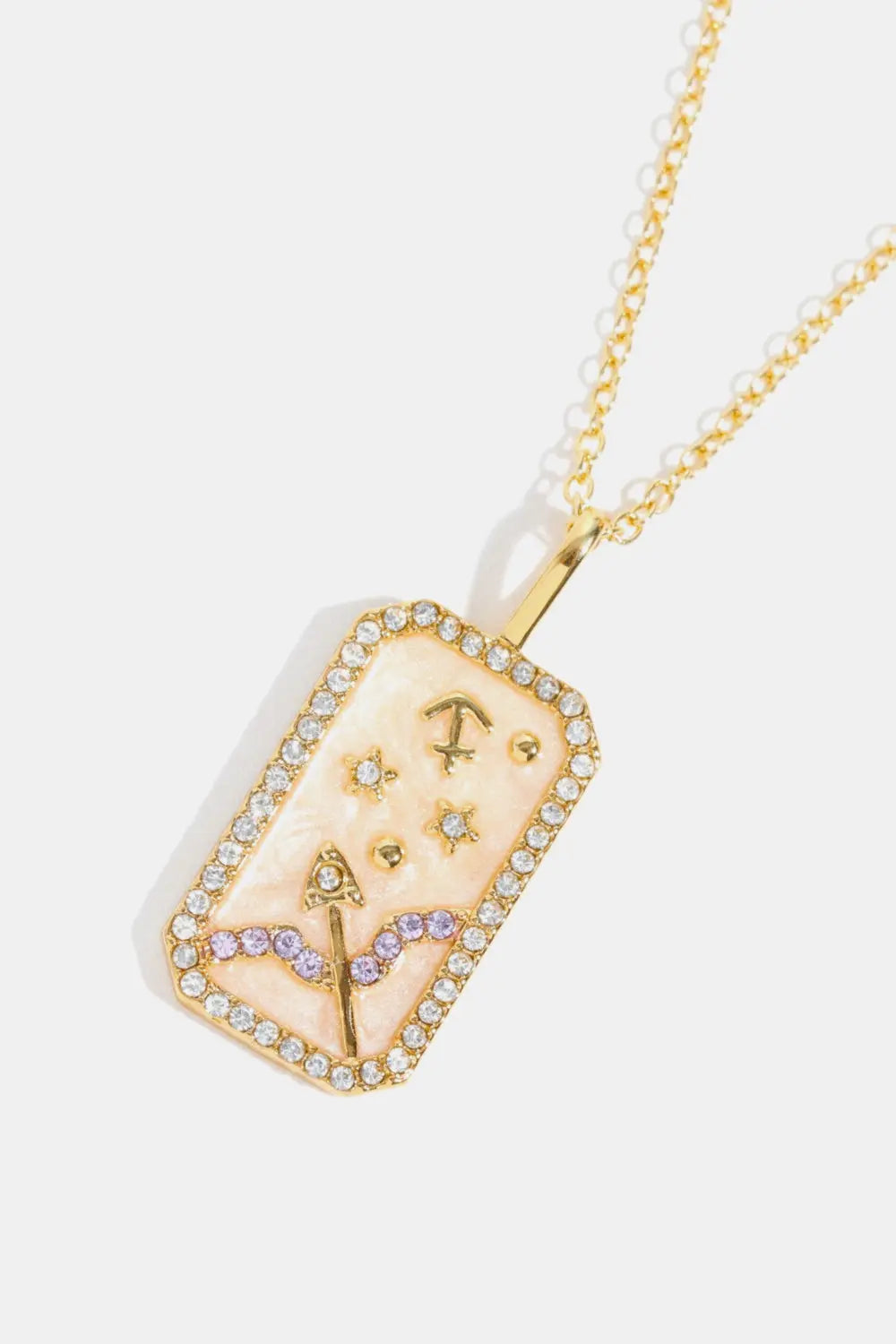 Lovcia Rhinestone Constellation Pendant Copper Necklace-Necklaces-Libra-One Size-Libra