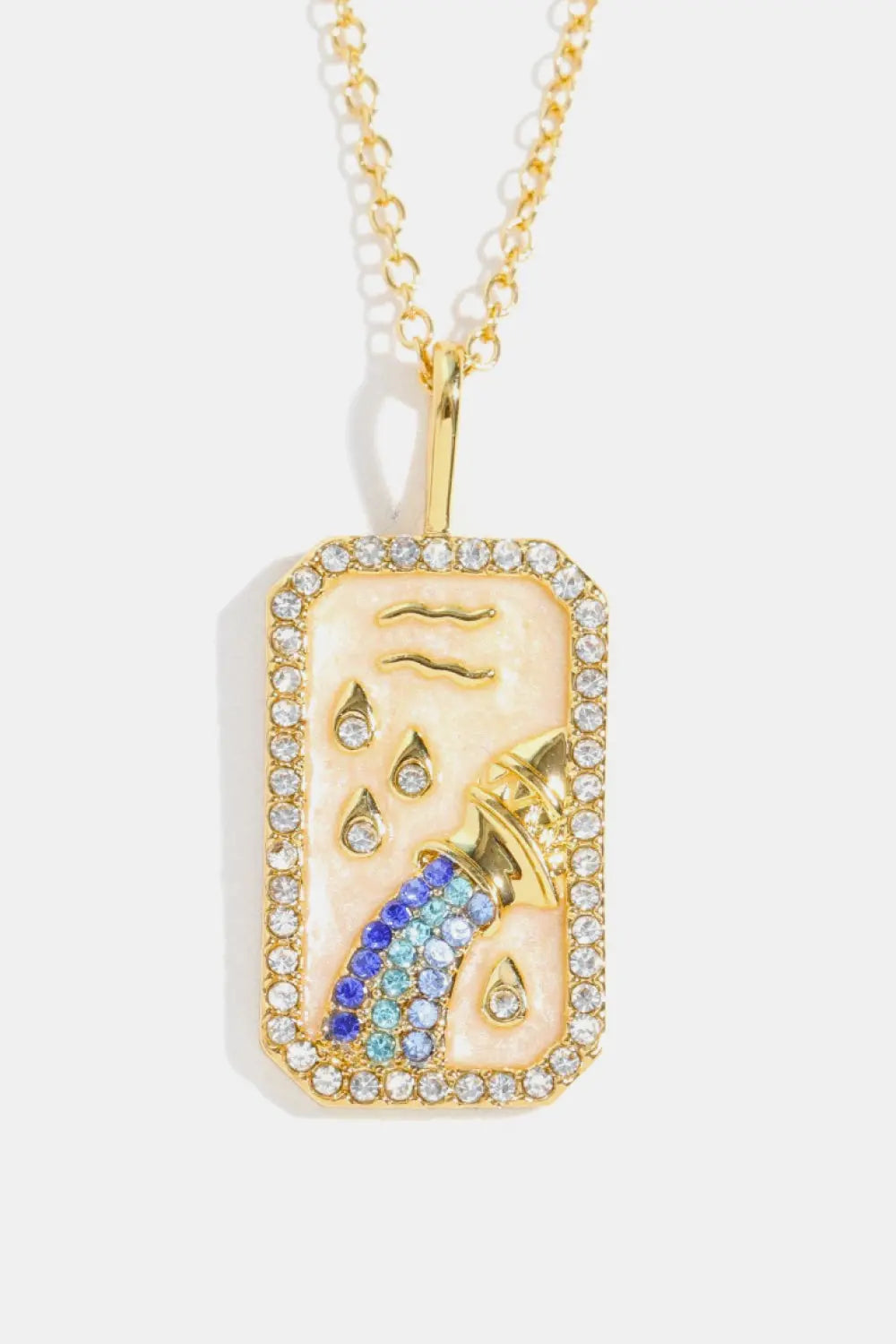 Lovcia Rhinestone Constellation Pendant Copper Necklace-Necklaces-Libra-One Size-Libra