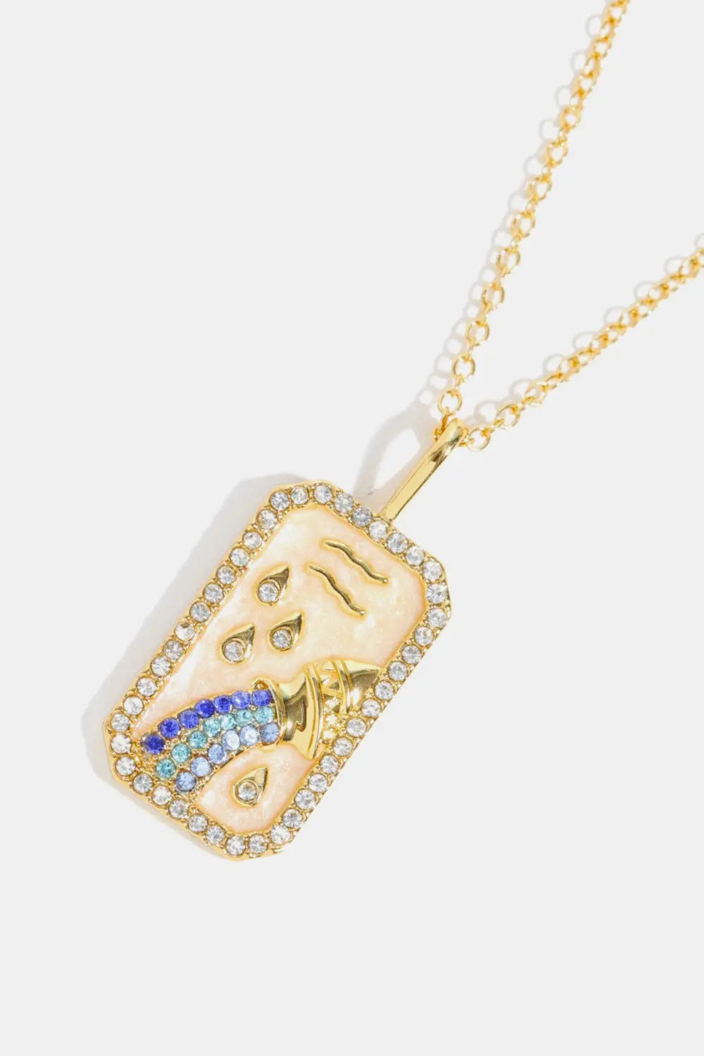 Lovcia Rhinestone Constellation Pendant Copper Necklace-Necklaces-Libra-One Size-Libra
