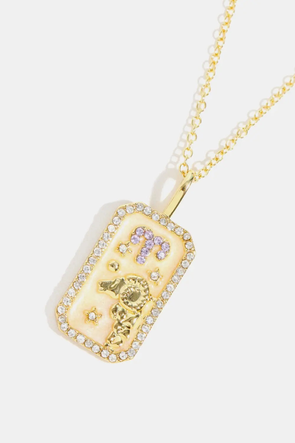 Lovcia Rhinestone Constellation Pendant Copper Necklace-Necklaces-Libra-One Size-Libra