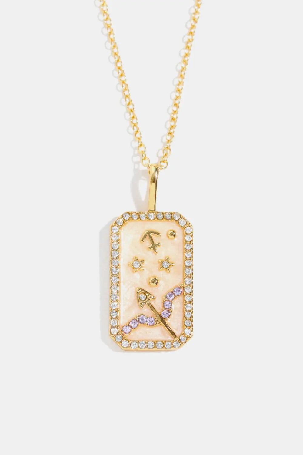 Lovcia Rhinestone Constellation Pendant Copper Necklace-Necklaces-Sagittarius-One Size-Sagittarius