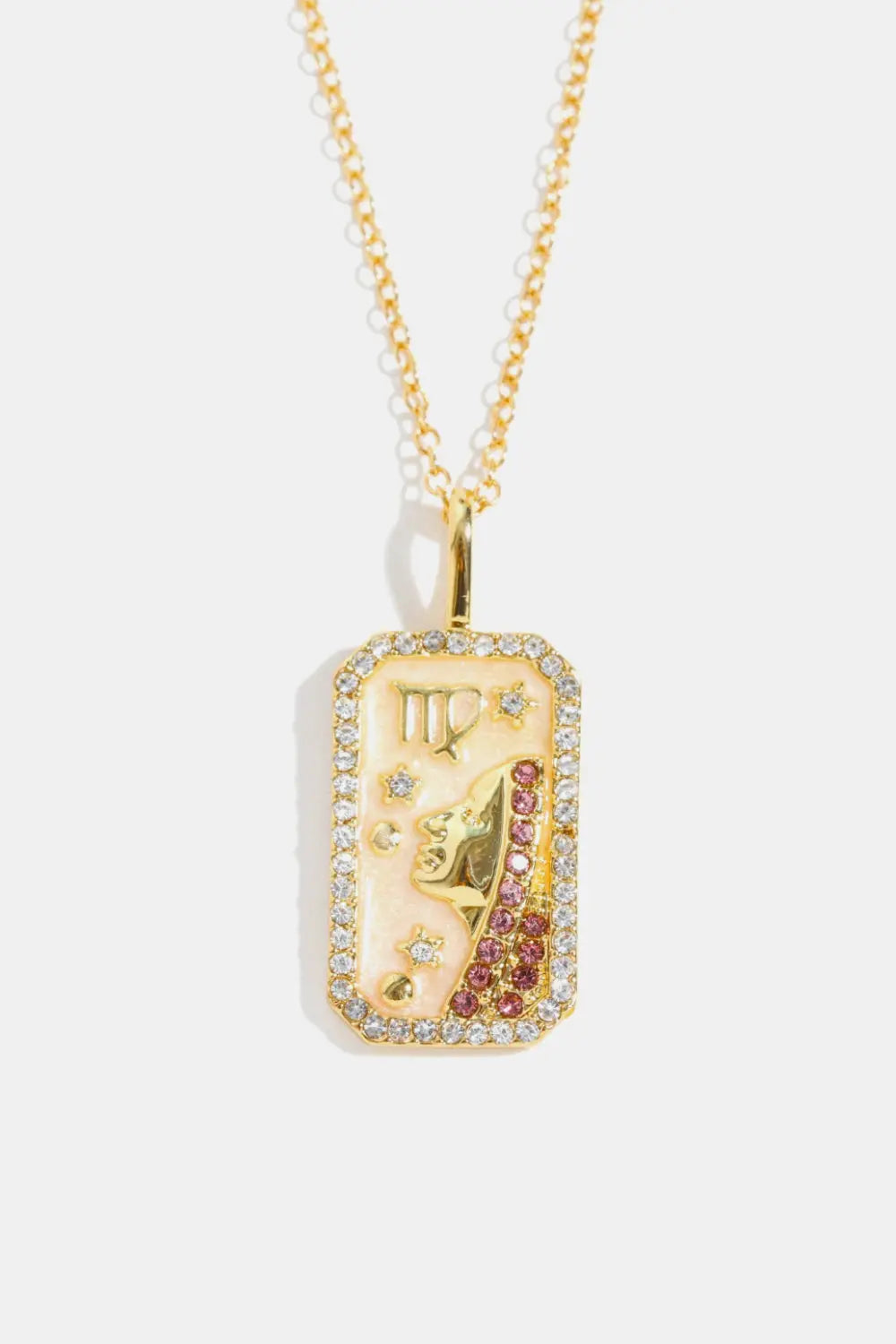 Lovcia Rhinestone Constellation Pendant Copper Necklace-Necklaces-Virgo-One Size-Virgo