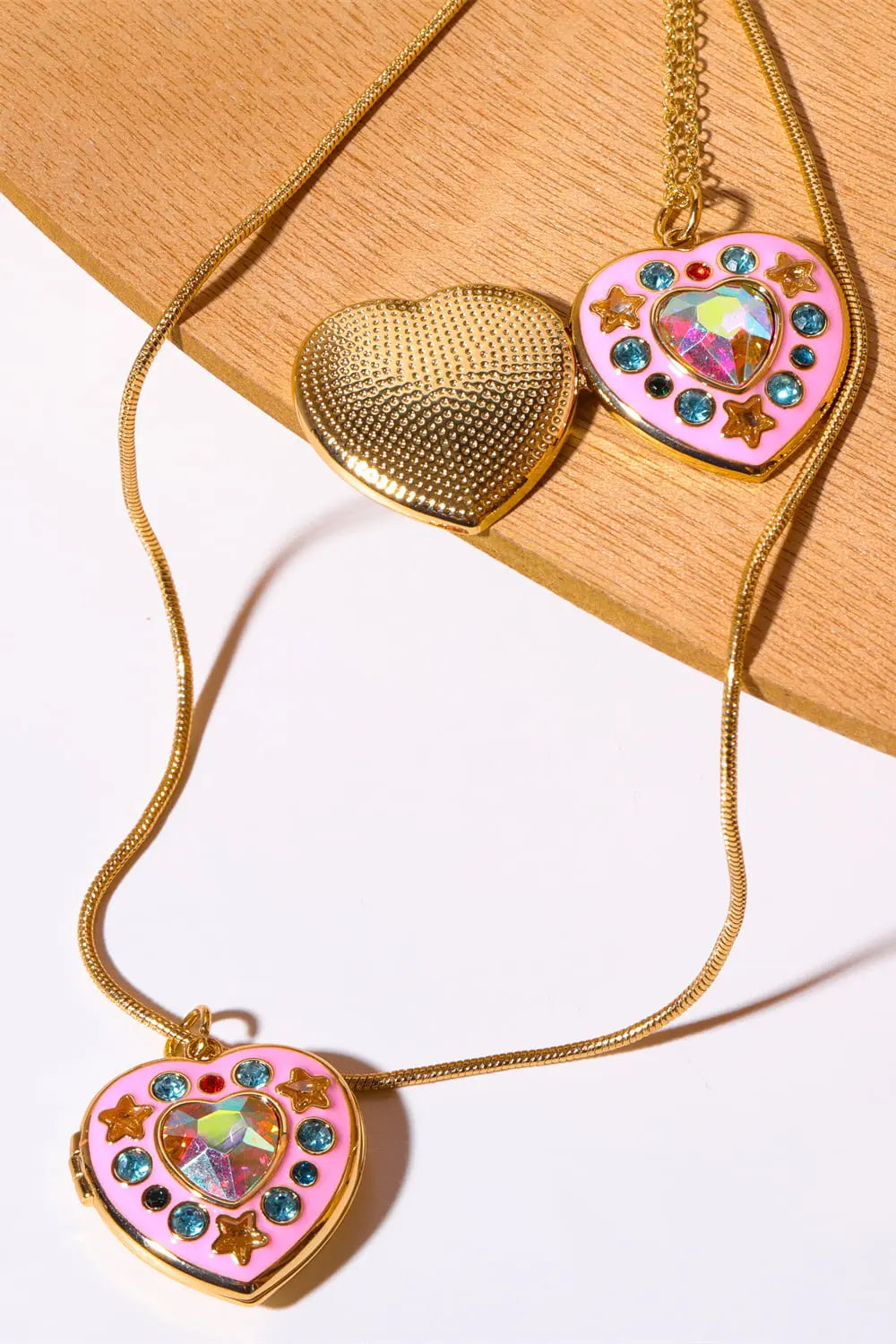 Lovcia Rhinestone Decor Heart Box Pendant Necklace-Necklaces-Gold-One Size-Gold