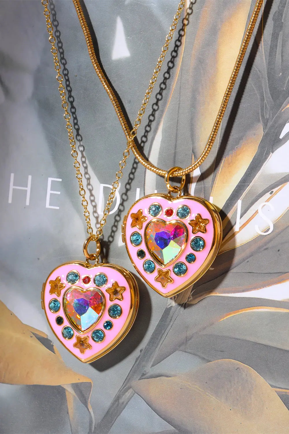Lovcia Rhinestone Decor Heart Box Pendant Necklace-Necklaces-Gold-One Size-Gold