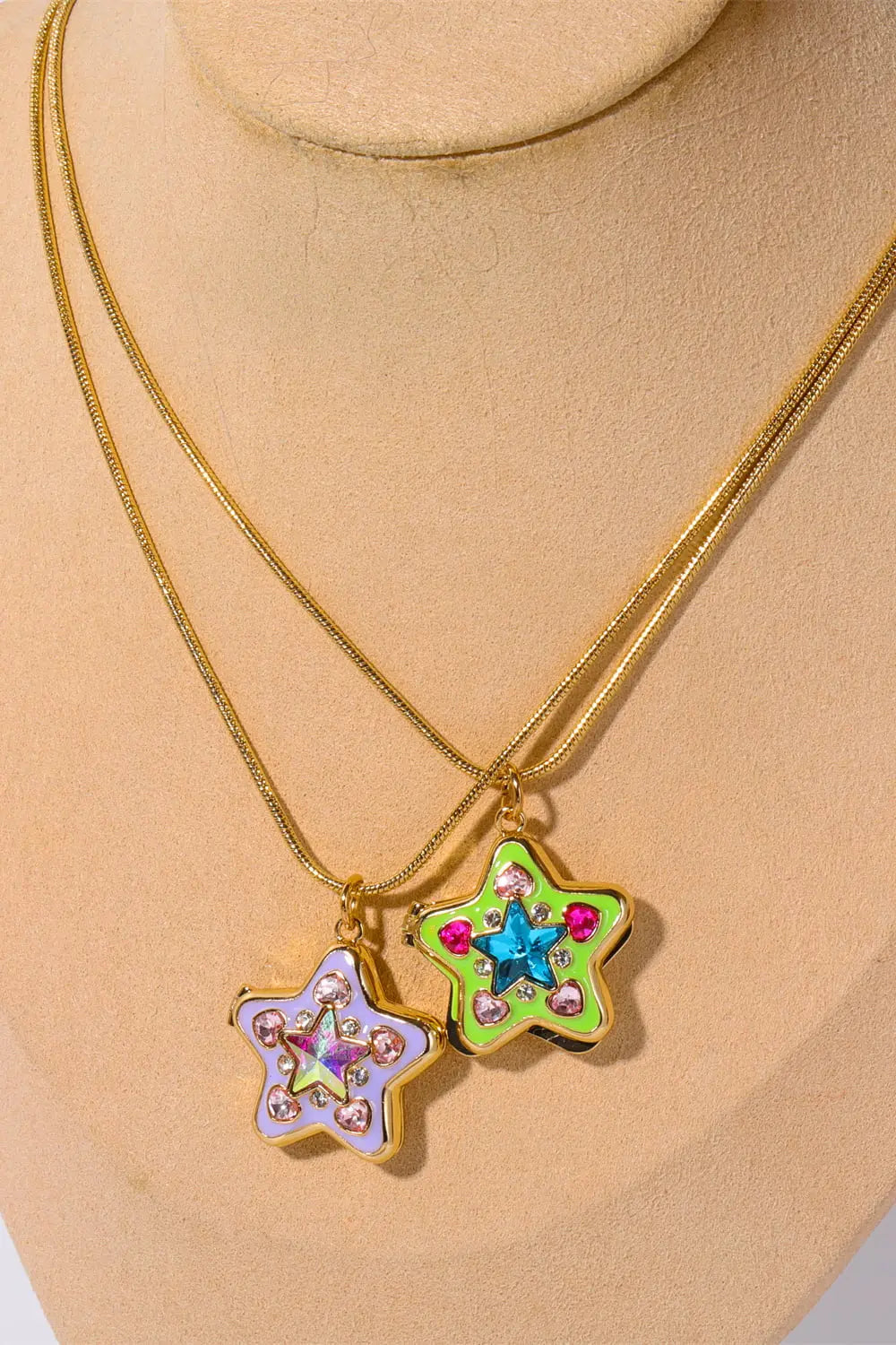 Lovcia Rhinestone Decor Star Box Pendant Necklace-Necklaces-Lavender-One Size-Lavender