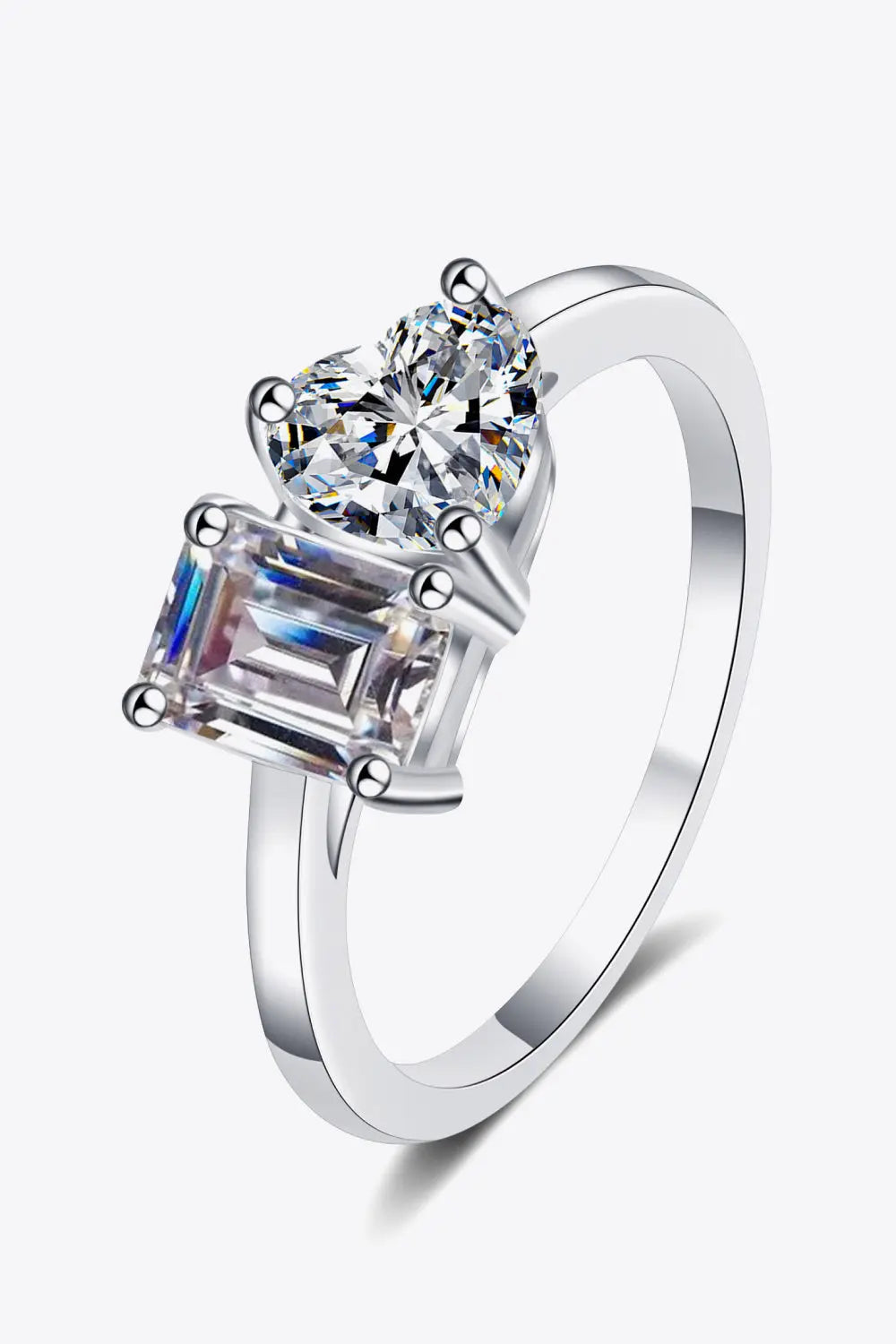 Lovcia Rhodium-Plated 2 Carat Moissanite Ring-Rings-Silver-5-Silver