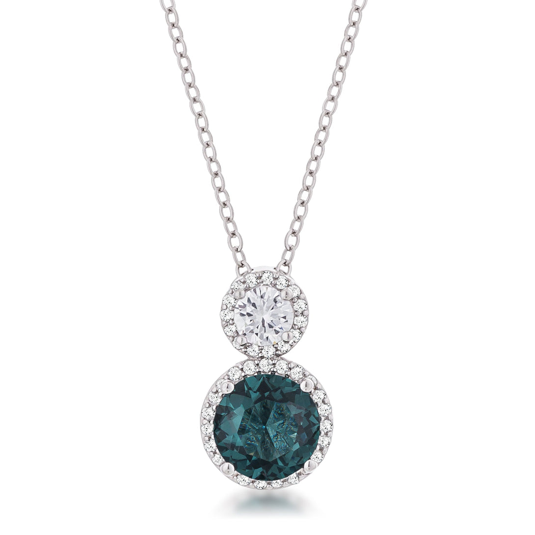 Lovcia Rhodium Plated Blue Green CZ Snowman Pendant in 5 Carat-Pendants-