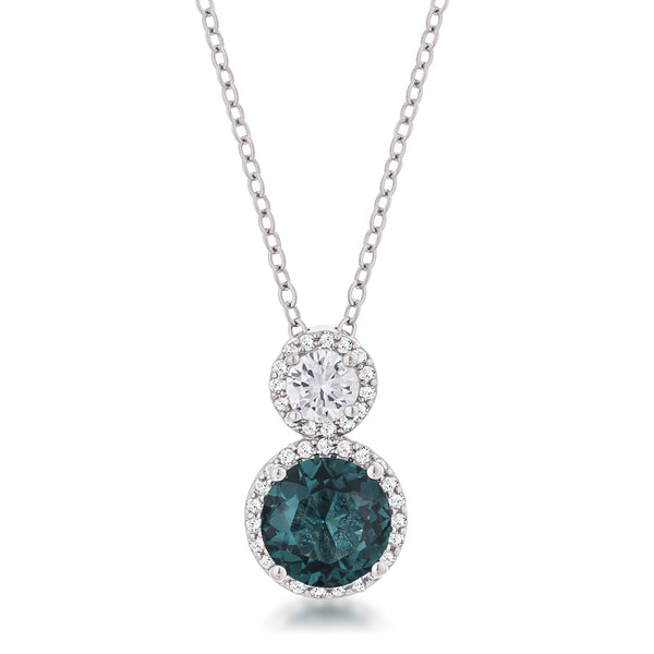 Lovcia Rhodium Plated Blue Green CZ Snowman Pendant in 5 Carat-Pendants-