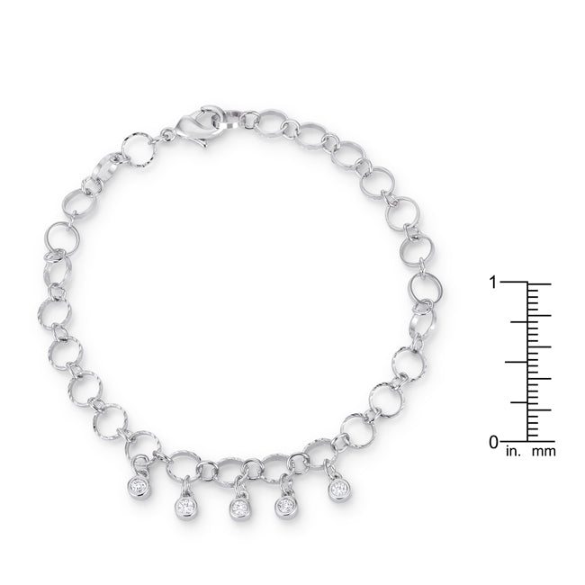 Lovcia Rhodium-Plated Bracelet with 0.55 Ct CZ Charms and Stylish Chain Links-Bracelets-