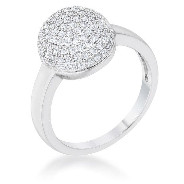 Lovcia Rhodium-Plated Contemporary Sphere Ring with 0.6ct CZ Accents-Rings-5-5