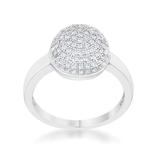 Lovcia Rhodium-Plated Contemporary Sphere Ring with 0.6ct CZ Accents-Rings-5-5