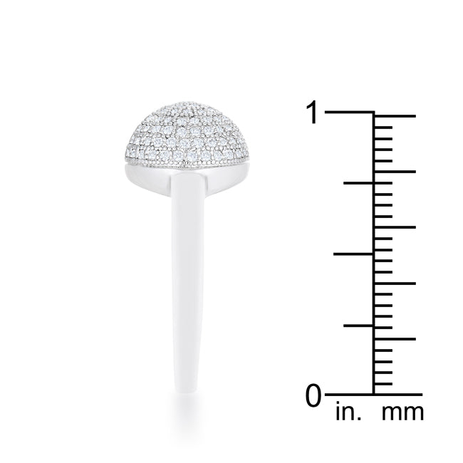 Lovcia Rhodium-Plated Contemporary Sphere Ring with 0.6ct CZ Accents-Rings-5-5