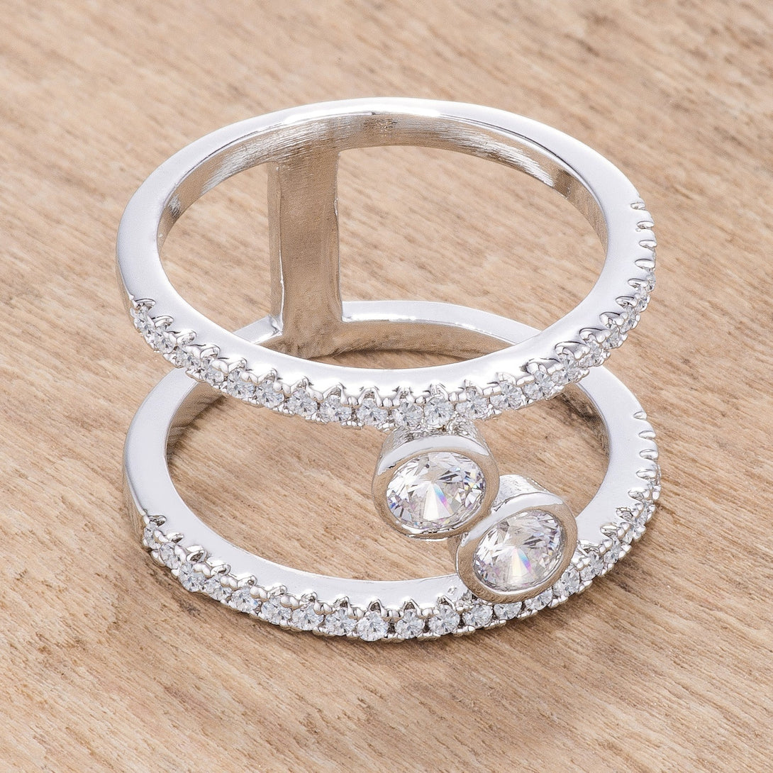 Lovcia Rhodium Plated Floating Bubbles CZ Ring with .86Ct Stones-Rings-5-5