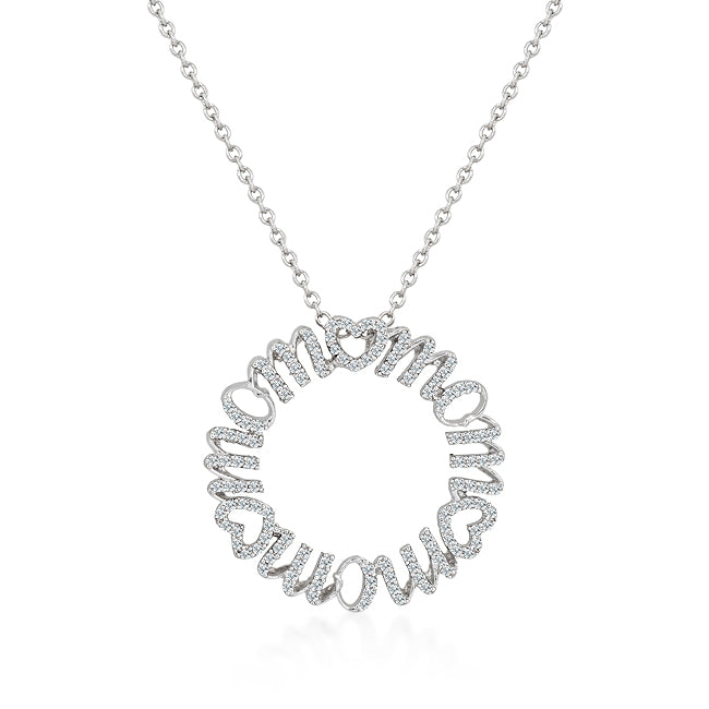 Lovcia Rhodium-Plated Mom Pendant Necklace-Pendants-