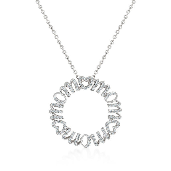 Lovcia Rhodium-Plated Mom Pendant Necklace-Pendants-