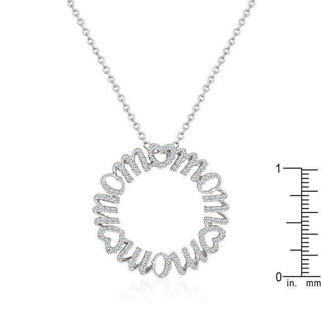 Lovcia Rhodium-Plated Mom Pendant Necklace-Pendants-