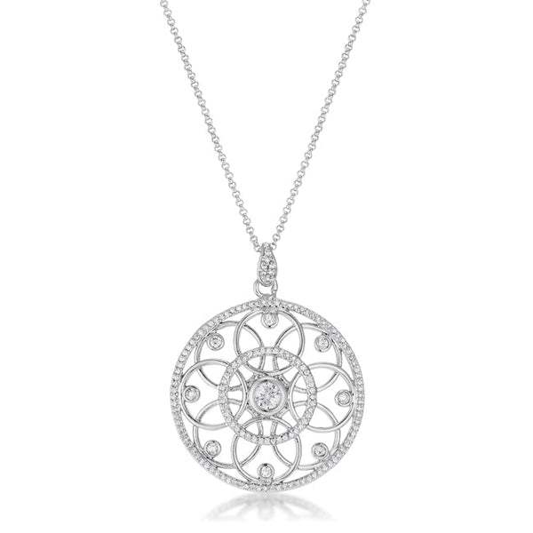 Buy LOVCIA Rhodium-Plated Necklace with 1.4 Ct CZ and Interlocking Circles Design - Latest Stylish Pendants for Women