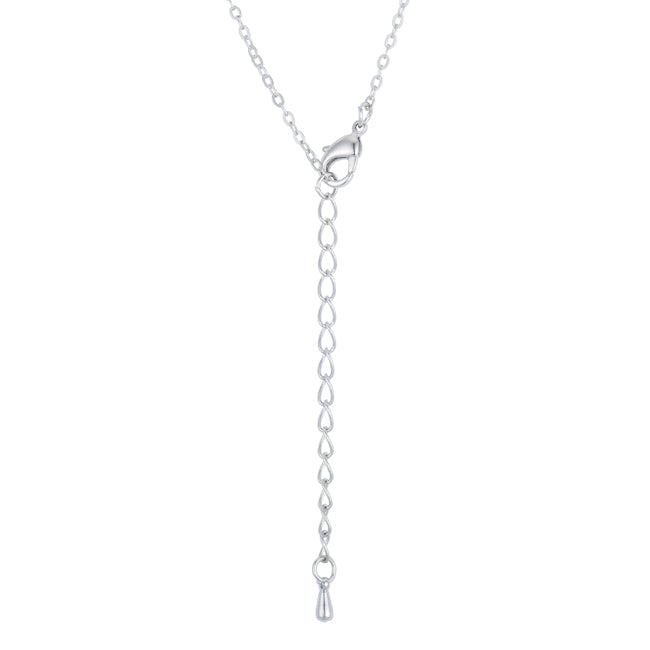 Lovcia Rhodium-Plated Necklace with Shimmering CZ Disc Pendant-Pendants-