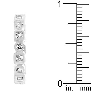 Lovcia Rhodium Plated Princess and Round Cut Zirconia Eternity Band-Rings-5-5