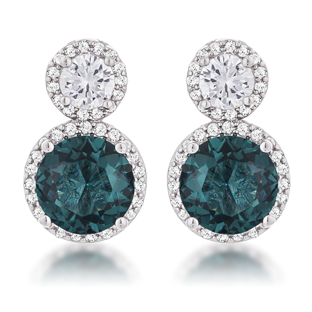 Lovcia Rhodium Plated Snowman CZ Earrings with Blue Green Stones-Earrings-