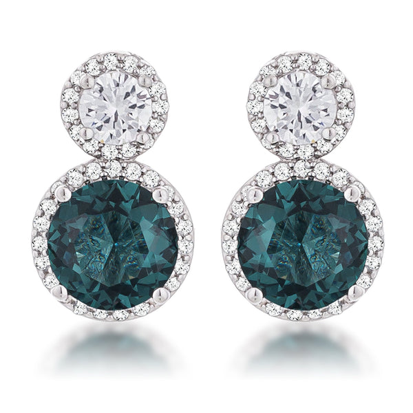 Lovcia Rhodium Plated Snowman CZ Earrings with Blue Green Stones-Earrings-