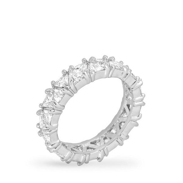 Lovcia Rhodium Plated Trillion Cut Eternity Ring-Rings-5-5