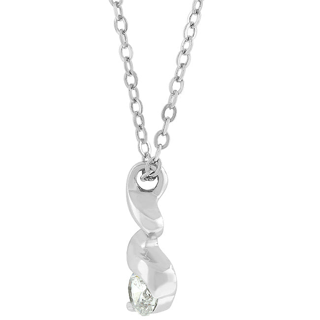 Buy LOVCIA Rhodium-Plated Twisted Ribbon Pendant with Cubic Zirconia - Latest Stylish Pendants for Women