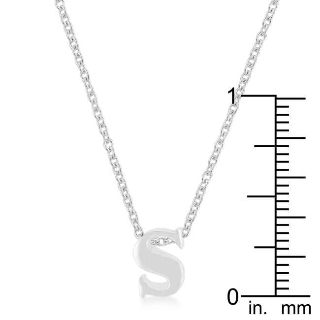 Lovcia Rhodium Shine Initial S Necklace-Pendants-
