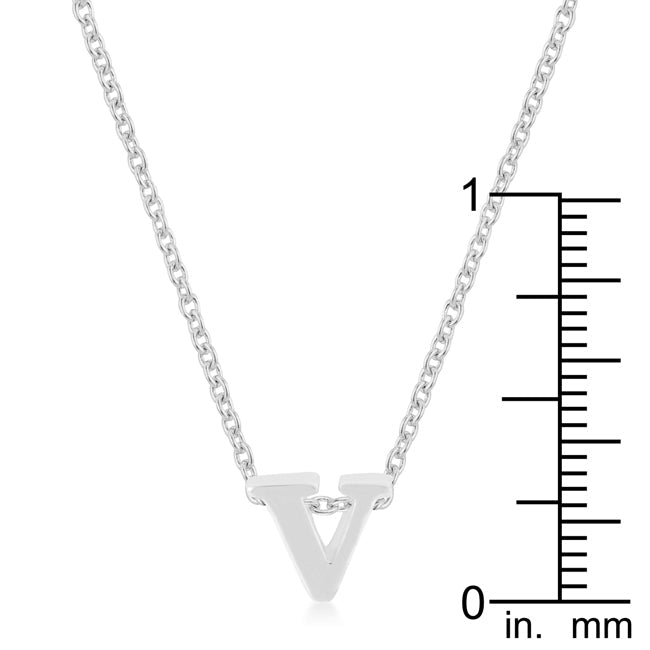 Lovcia Rhodium Shine Initial V Necklace-Pendants-
