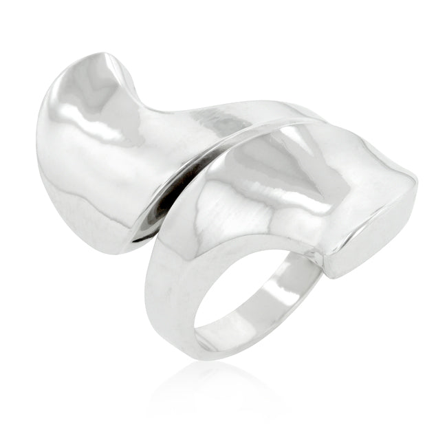 Lovcia Rhodium Shiny Abstract Design Statement Ring-Rings-5-5