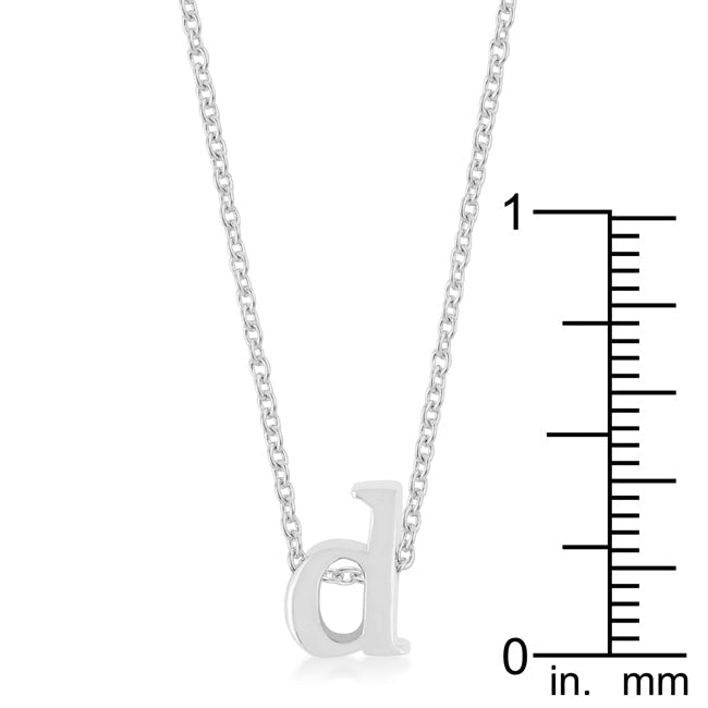 Lovcia Rhodium Shiny Initial D Necklace in Silver Tone-Pendants-