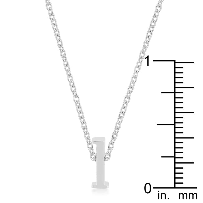 Lovcia Rhodium Shiny Initial L Necklace in Silver Tone-Pendants-