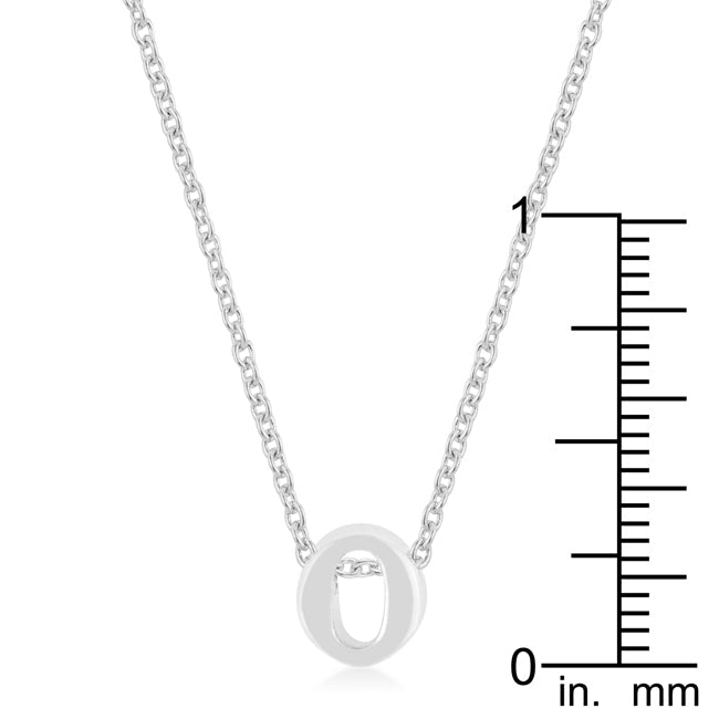 Lovcia Rhodium Shiny Initial 'O' Necklace in Silver Tone-Pendants-