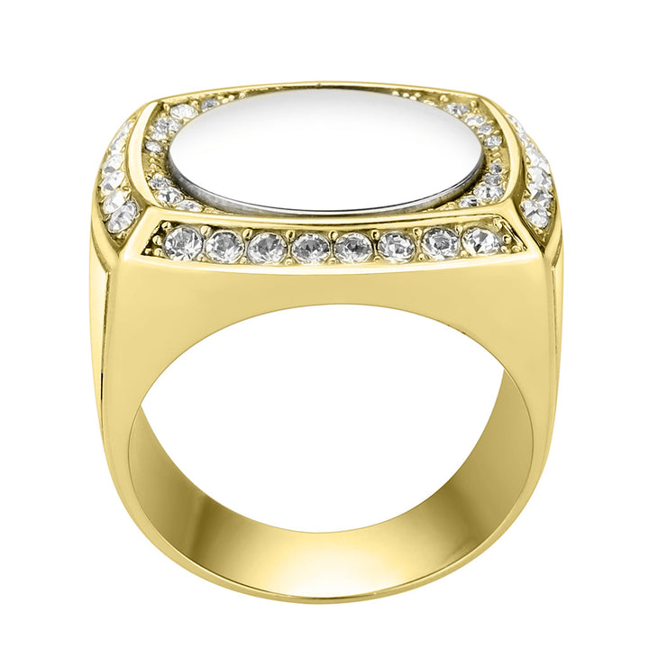 LOVCIA Two-Tone Ion Plated Gold Stainless Steel Ring with Clear Top Grade Crystal - Buy stylish Rings for women - Shop latest Ring design - Trendy Rings - Unique fashion Rings - Find the perfect Ring