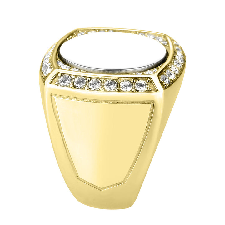 LOVCIA Two-Tone Ion Plated Gold Stainless Steel Ring with Clear Top Grade Crystal - Buy stylish Rings for women - Shop latest Ring design - Trendy Rings - Unique fashion Rings - Find the perfect Ring