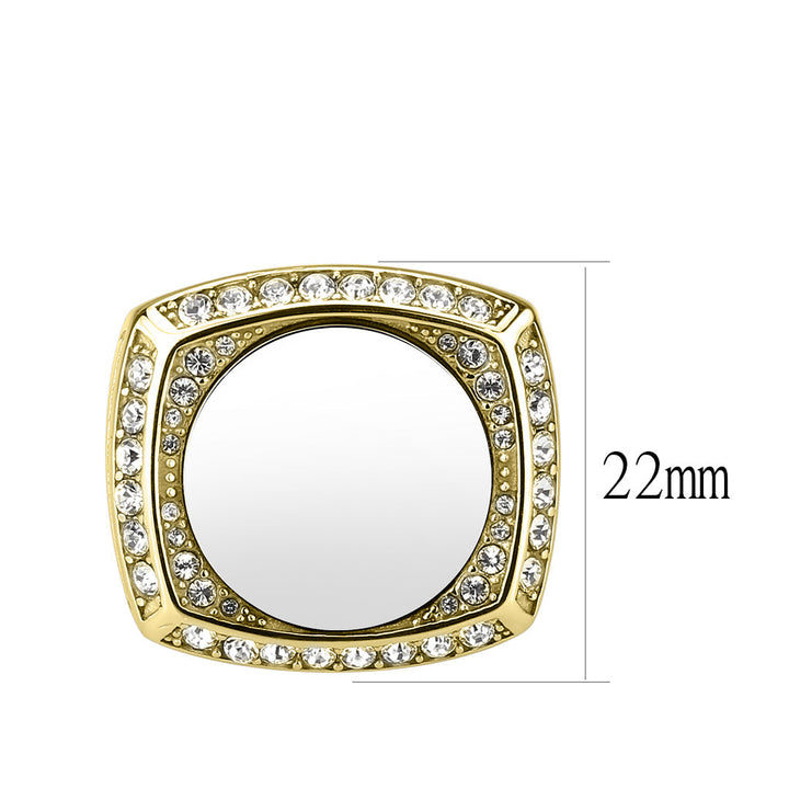 LOVCIA Two-Tone Ion Plated Gold Stainless Steel Ring with Clear Top Grade Crystal - Buy stylish Rings for women - Shop latest Ring design - Trendy Rings - Unique fashion Rings - Find the perfect Ring