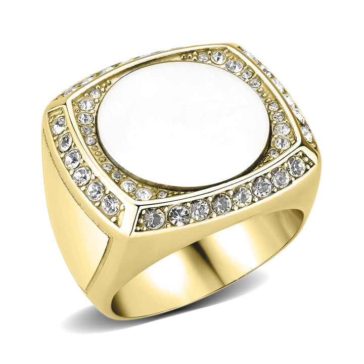 LOVCIA Two-Tone Ion Plated Gold Stainless Steel Ring with Clear Top Grade Crystal - Buy stylish Rings for women - Shop latest Ring design - Trendy Rings - Unique fashion Rings - Find the perfect Ring