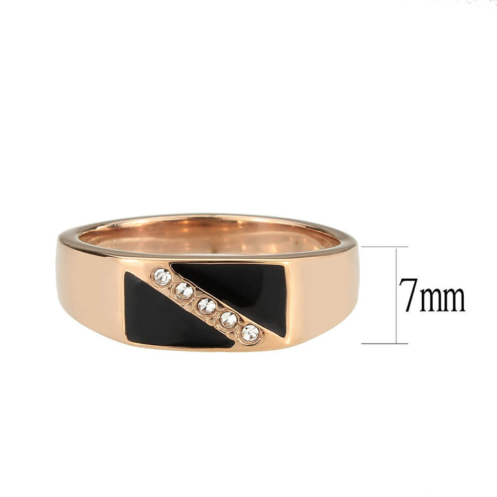 LOVCIA Rose Gold IP-Plated Stainless Steel Ring with Clear Crystal Stone - Buy stylish Rings for women - Shop latest Ring design - Trendy Rings - Unique fashion Rings - Find the perfect Ring