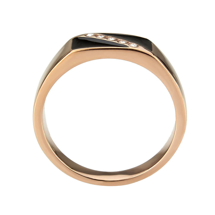 LOVCIA Rose Gold IP-Plated Stainless Steel Ring with Clear Crystal Stone - Buy stylish Rings for women - Shop latest Ring design - Trendy Rings - Unique fashion Rings - Find the perfect Ring