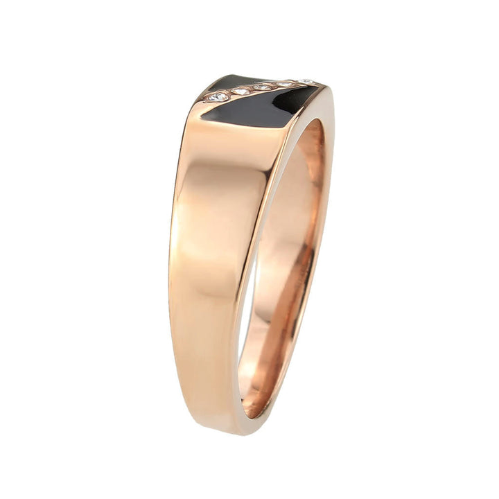 LOVCIA Rose Gold IP-Plated Stainless Steel Ring with Clear Crystal Stone - Buy stylish Rings for women - Shop latest Ring design - Trendy Rings - Unique fashion Rings - Find the perfect Ring