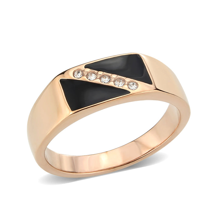 LOVCIA Rose Gold IP-Plated Stainless Steel Ring with Clear Crystal Stone - Buy stylish Rings for women - Shop latest Ring design - Trendy Rings - Unique fashion Rings - Find the perfect Ring