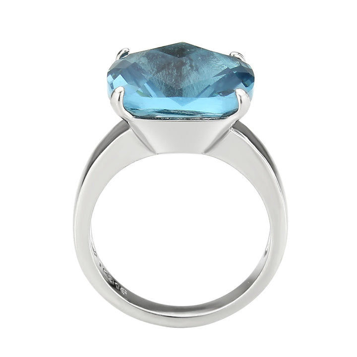 LOVCIA Sea Blue Synthetic Stone Stainless Steel Ring - High Polish Finish - Buy stylish Rings for women - Shop latest Ring design - Trendy Rings - Unique fashion Rings - Find the perfect Ring