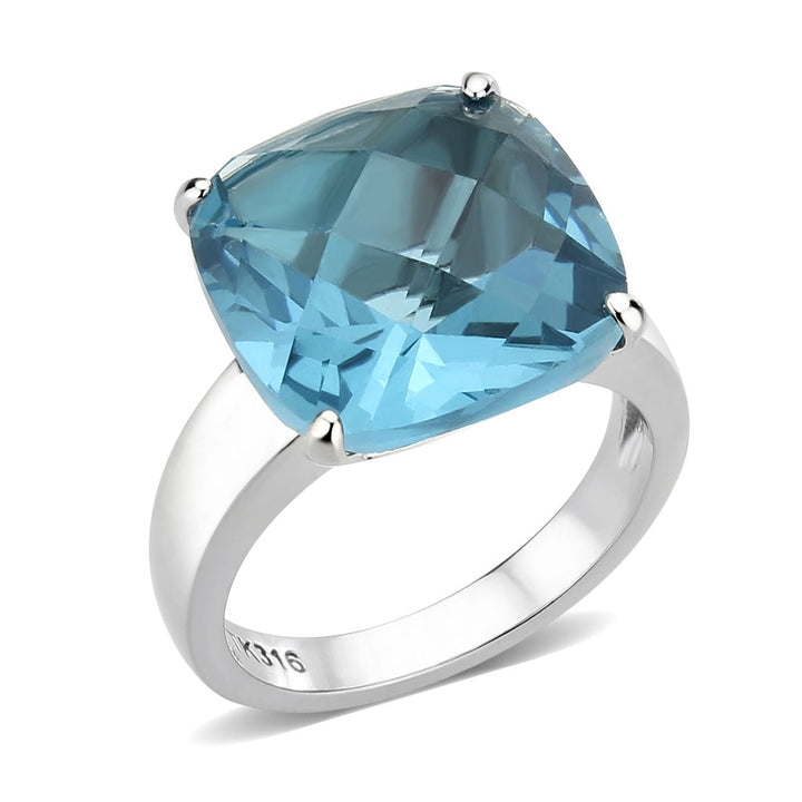 LOVCIA Sea Blue Synthetic Stone Stainless Steel Ring - High Polish Finish - Buy stylish Rings for women - Shop latest Ring design - Trendy Rings - Unique fashion Rings - Find the perfect Ring