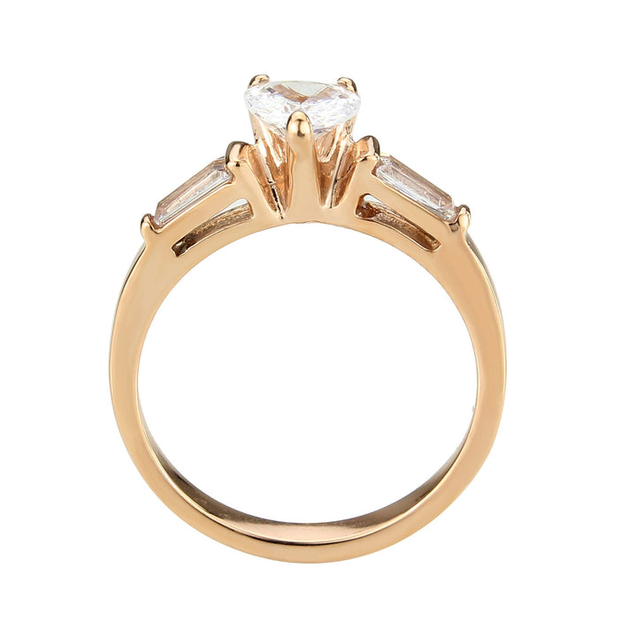 LOVCIA Rose Gold Ion Plated Stainless Steel Ring with AAA Clear CZ Stone - Buy stylish Rings for women - Shop latest Ring design - Trendy Rings - Unique fashion Rings - Find the perfect Ring