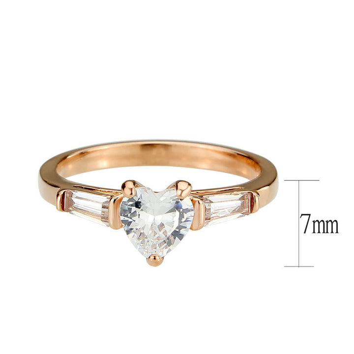 LOVCIA Rose Gold Ion Plated Stainless Steel Ring with AAA Clear CZ Stone - Buy stylish Rings for women - Shop latest Ring design - Trendy Rings - Unique fashion Rings - Find the perfect Ring