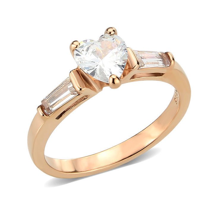 LOVCIA Rose Gold Ion Plated Stainless Steel Ring with AAA Clear CZ Stone - Buy stylish Rings for women - Shop latest Ring design - Trendy Rings - Unique fashion Rings - Find the perfect Ring